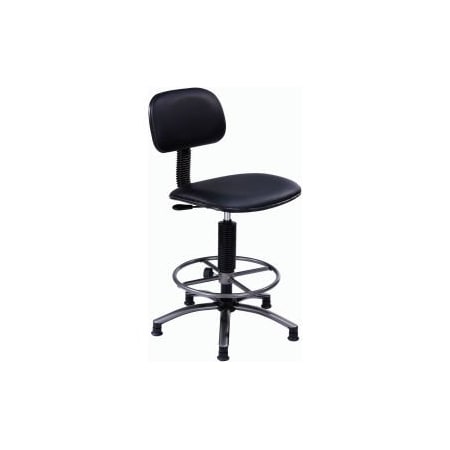 Global Equipment Interion    Office Stool - Vinyl - 25"- 29" - Black 5009-94
